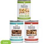 Survival Frog canned chicken, ground beef, and beef for long-term emergency food storage
