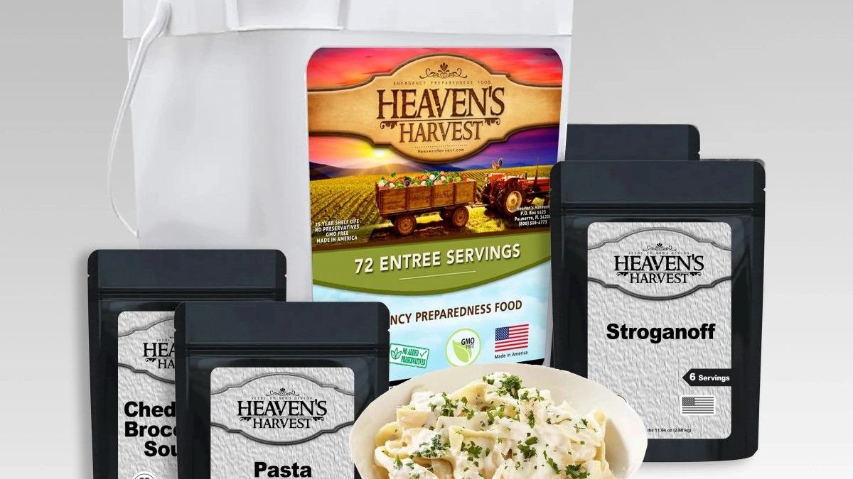 Heavens Harvest 72-serving emergency food bucket sold by Prepared Bee