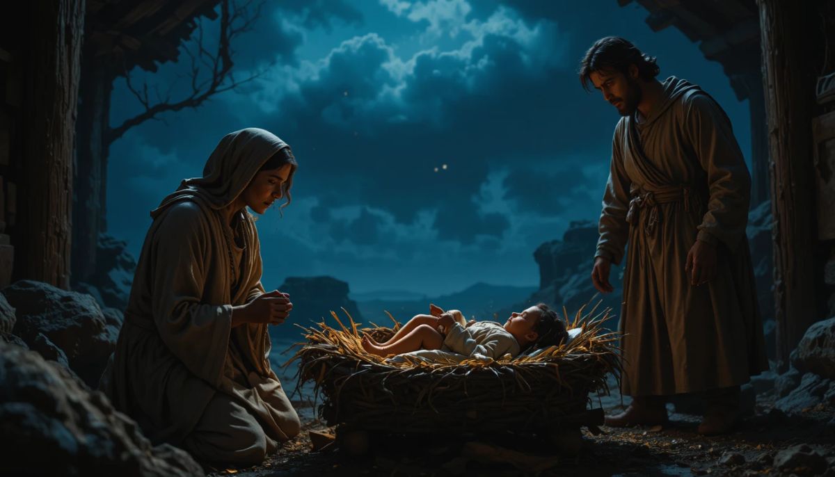 The birth of Jesus Christ in a manger, revealing God’s sacrificial love for a fallen world
