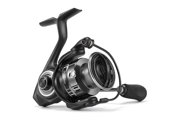 Piscifun Alloy S black and silver aluminum spinning reel for freshwater and inshore saltwater fishing.
