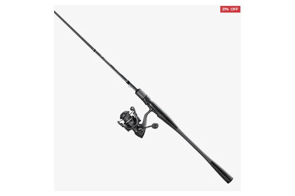 Piscifun Carbon X black spinning reel paired with a Carbon R1 lightweight carbon fiber fishing rod.